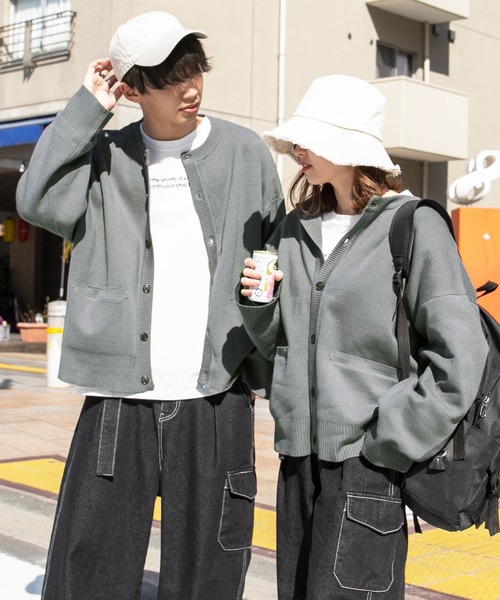 PairPair（ペアペア）の「ワイドスリーブクルーカーディガン(ユニセックス)（カーディガン/ボレロ・レディース・ブラック/アイボリー/グレイッシュベージュ/グレイッシュブルー・FREE）」の16枚目の写真