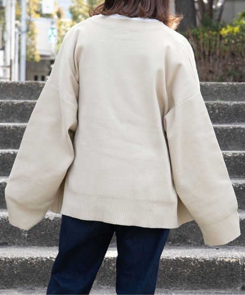 PairPair（ペアペア）の「ワイドスリーブクルーカーディガン(ユニセックス)（カーディガン/ボレロ・レディース・ブラック/アイボリー/グレイッシュベージュ/グレイッシュブルー・FREE）」の10枚目の写真