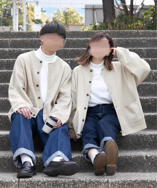 PairPair（ペアペア）の「ワイドスリーブクルーカーディガン(ユニセックス)（カーディガン/ボレロ・レディース・ブラック/アイボリー/グレイッシュベージュ/グレイッシュブルー・FREE）」の5枚目の写真