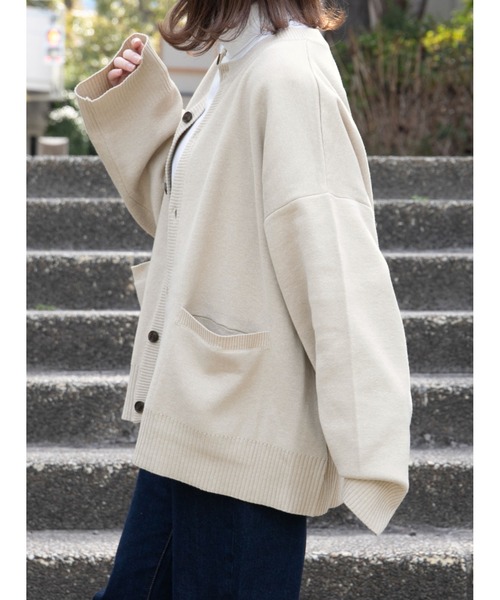 PairPair（ペアペア）の「ワイドスリーブクルーカーディガン(ユニセックス)（カーディガン/ボレロ・レディース・ブラック/アイボリー/グレイッシュベージュ/グレイッシュブルー・FREE）」の9枚目の写真