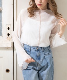 Newlyme | 配色メロウ楊柳シフォンインナー付きトップス(シャツ/ブラウス)