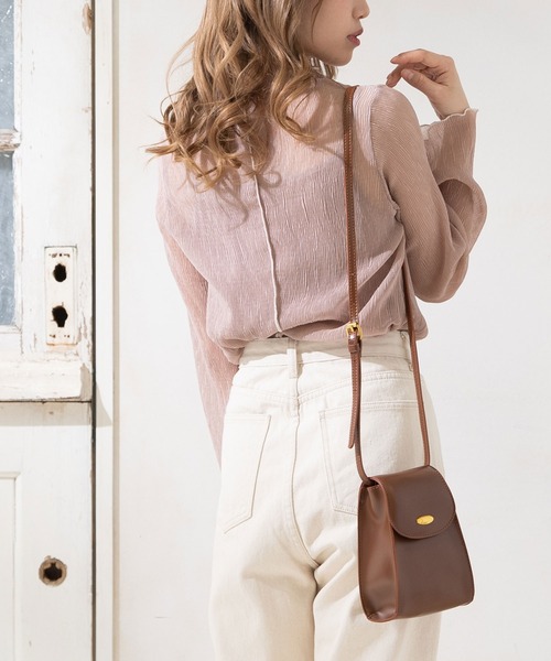 Newlyme（ニューリーミー）の「配色メロウ楊柳シフォンインナー付きトップス（シャツ/ブラウス・レディース・ブラック/オフホワイト/ベージュ/グリーン/ピンク・MEDIUM）」の9枚目の写真