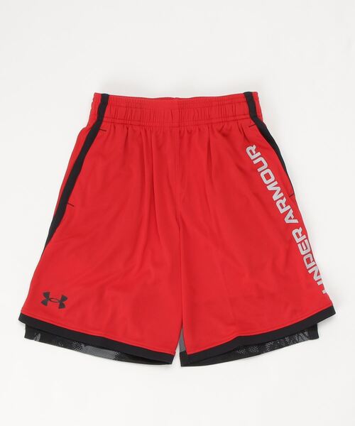 UNDER ARMOUR(アンダーアーマー)の「UAスタント 3.0 プリント ショーツ(トレーニング/KIDS)(その他パンツ・キッズ・レッド/ブラック×レッド/インディゴブルー・150cm/160cm/140cm/130cm)」の1枚目の写真