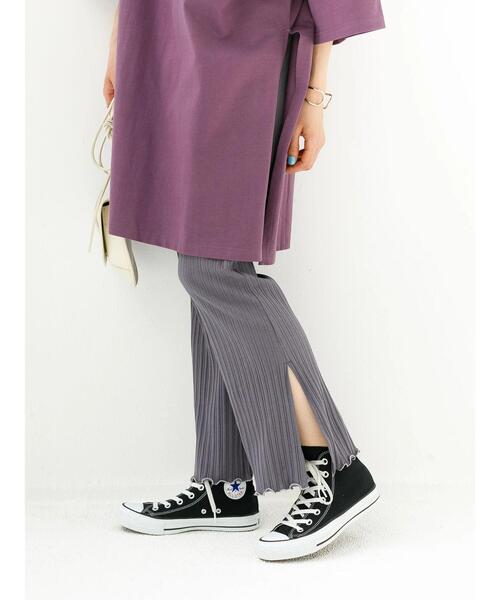 koe（コエ）の「リブメローパンツ*（その他パンツ・レディース・カーキ/ブラック/ブルーグリーン/サックスブルー/ベージュ/グレー・FREE）」の7枚目の写真