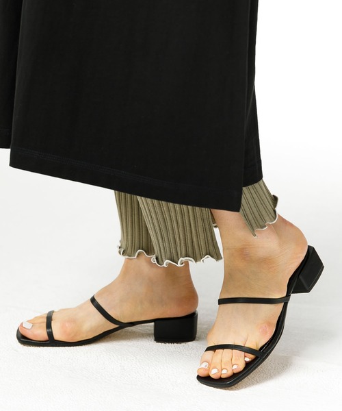 koe（コエ）の「リブメローパンツ*（その他パンツ・レディース・カーキ/ブラック/ブルーグリーン/サックスブルー/ベージュ/グレー・FREE）」の4枚目の写真