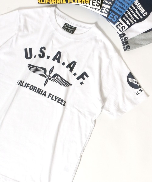 MARUKAWA(マルカワ)の「ミリタリー US.AIR FORCE プリント 半袖Tシャツ(Tシャツ/カットソー・メンズ・ホワイト系その他/ブラック系その他/杢グレー/ホワイト系その他2/ブルー系その他/ブルー系その他2/ブルー系その他3/ブルー系その他4・LL/M/L)」の4枚目の写真