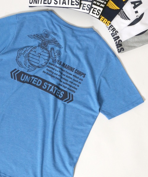 MARUKAWA(マルカワ)の「ミリタリー US.AIR FORCE プリント 半袖Tシャツ(Tシャツ/カットソー・メンズ・ホワイト系その他/ブラック系その他/杢グレー/ホワイト系その他2/ブルー系その他/ブルー系その他2/ブルー系その他3/ブルー系その他4・LL/M/L)」の1枚目の写真