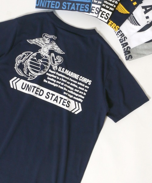 MARUKAWA(マルカワ)の「ミリタリー US.AIR FORCE プリント 半袖Tシャツ(Tシャツ/カットソー・メンズ・ホワイト系その他/ブラック系その他/杢グレー/ホワイト系その他2/ブルー系その他/ブルー系その他2/ブルー系その他3/ブルー系その他4・LL/M/L)」の2枚目の写真