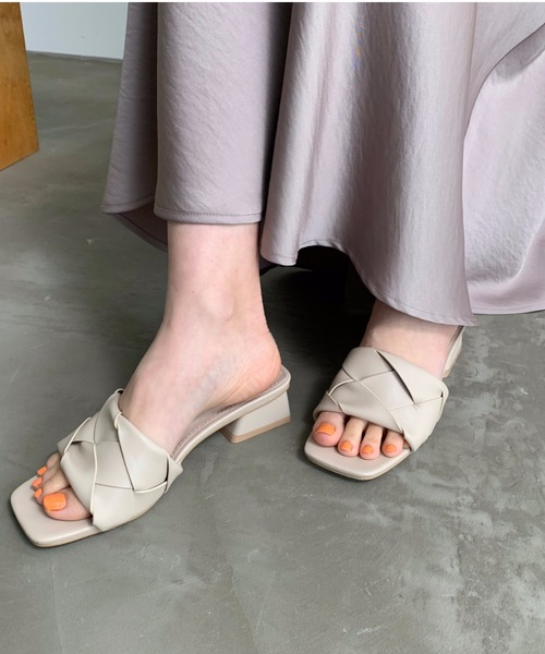 LYDIE（リディー）の「クロス編みスクエアサンダル（サンダル・レディース・ブラック/オレンジ/アイボリー/ベージュ・L/LL/M/XS/S）」の11枚目の写真