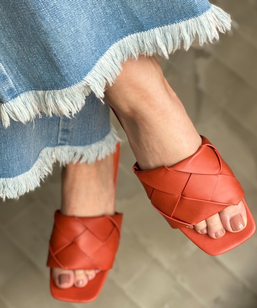 LYDIE（リディー）の「クロス編みスクエアサンダル（サンダル・レディース・ブラック/オレンジ/アイボリー/ベージュ・L/LL/M/XS/S）」の19枚目の写真