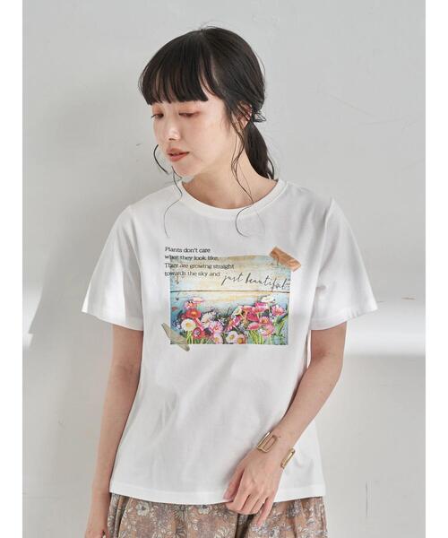 earth music&ecology（アースミュージックアンドエコロジー）の「Plants don't careTシャツ ＊（Tシャツ/カットソー・レディース・サックスブルー/ベージュ/オフホワイト・FREE）」の4枚目の写真
