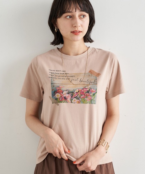 earth music&ecology（アースミュージックアンドエコロジー）の「Plants don't careTシャツ ＊（Tシャツ/カットソー・レディース・サックスブルー/ベージュ/オフホワイト・FREE）」の3枚目の写真