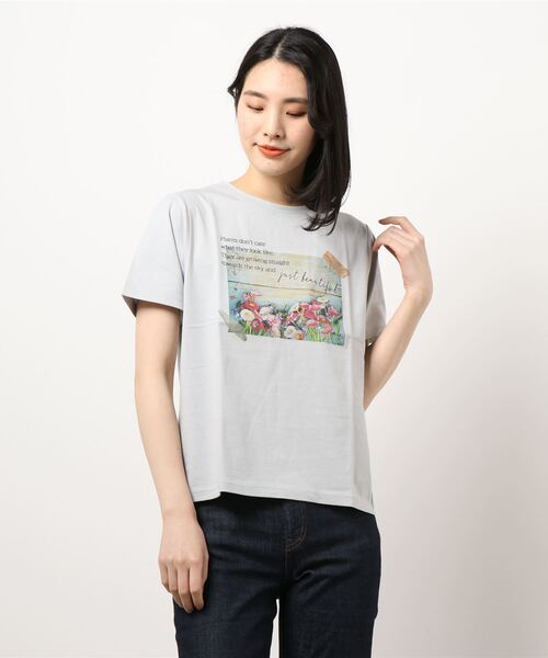 earth music&ecology（アースミュージックアンドエコロジー）の「Plants don't careTシャツ ＊（Tシャツ/カットソー・レディース・サックスブルー/ベージュ/オフホワイト・FREE）」の6枚目の写真