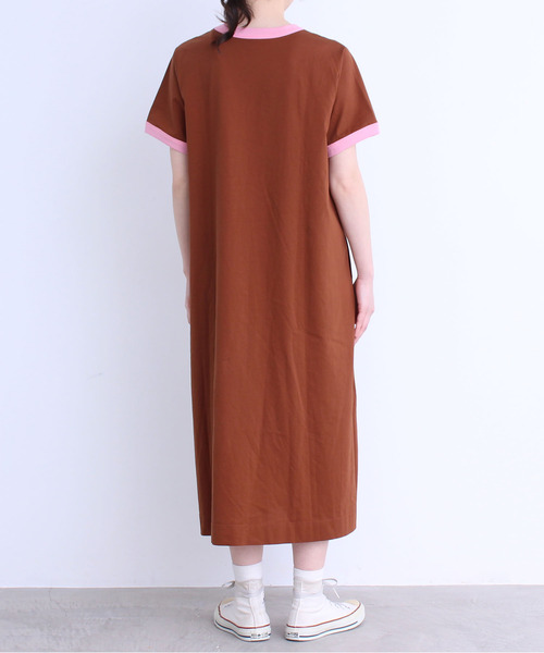 CHILD WOMAN（チャイルドウーマン）の「シルケット天竺 配色ワンピース（ワンピース・レディース・ブラック/サックスブルー/ブルー/ブラウン/レッド/イエロー/カーキ・FREE）」の22枚目の写真