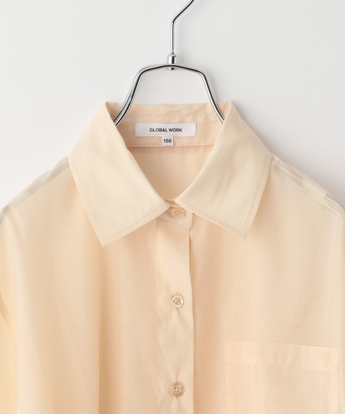 GLOBAL WORK（グローバルワーク）の「【AND YUA ANY】シアーシャツ×ロゴＴセット/943269（その他トップス・キッズ・ベージュ/ライトグリーン・150cm/160cm）」の14枚目の写真