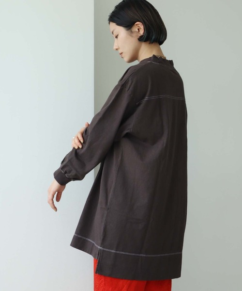 note et silence (ノートエシロンス)の「*◇ロッシェ天竺製品染 ハイネックロングプルオーバー(Tシャツ/カットソー・レディース・グリーン/ライトベージュ/ダークブラウン/パープル・FREE)」の2枚目の写真