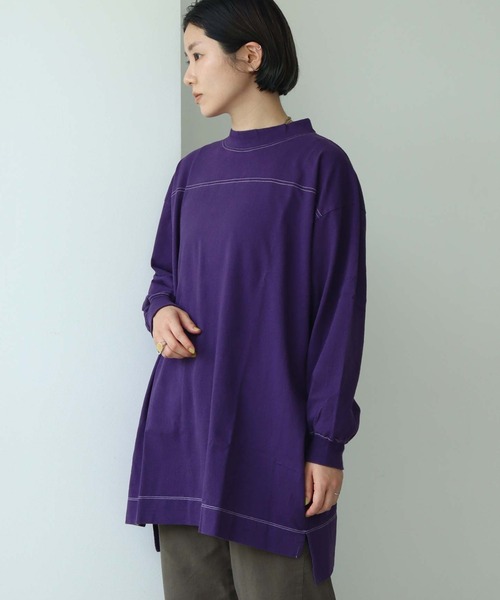 note et silence (ノートエシロンス)の「*◇ロッシェ天竺製品染 ハイネックロングプルオーバー(Tシャツ/カットソー・レディース・グリーン/ライトベージュ/ダークブラウン/パープル・FREE)」の1枚目の写真