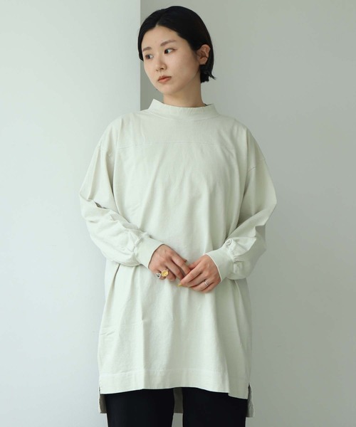 note et silence (ノートエシロンス)の「*◇ロッシェ天竺製品染 ハイネックロングプルオーバー(Tシャツ/カットソー・レディース・グリーン/ライトベージュ/ダークブラウン/パープル・FREE)」の3枚目の写真