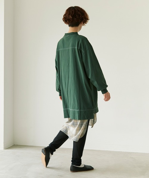 note et silence (ノートエシロンス)の「*◇ロッシェ天竺製品染 ハイネックロングプルオーバー(Tシャツ/カットソー・レディース・グリーン/ライトベージュ/ダークブラウン/パープル・FREE)」の11枚目の写真