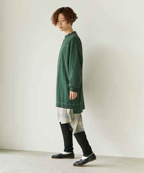 note et silence (ノートエシロンス)の「*◇ロッシェ天竺製品染 ハイネックロングプルオーバー(Tシャツ/カットソー・レディース・グリーン/ライトベージュ/ダークブラウン/パープル・FREE)」の12枚目の写真