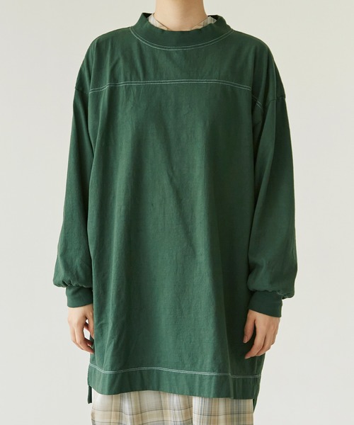 note et silence (ノートエシロンス)の「*◇ロッシェ天竺製品染 ハイネックロングプルオーバー(Tシャツ/カットソー・レディース・グリーン/ライトベージュ/ダークブラウン/パープル・FREE)」の13枚目の写真