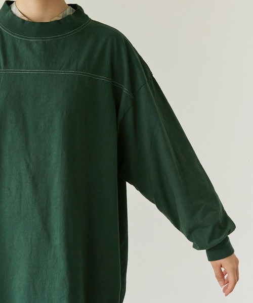 note et silence (ノートエシロンス)の「*◇ロッシェ天竺製品染 ハイネックロングプルオーバー(Tシャツ/カットソー・レディース・グリーン/ライトベージュ/ダークブラウン/パープル・FREE)」の14枚目の写真