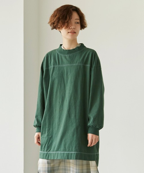 note et silence (ノートエシロンス)の「*◇ロッシェ天竺製品染 ハイネックロングプルオーバー(Tシャツ/カットソー・レディース・グリーン/ライトベージュ/ダークブラウン/パープル・FREE)」の6枚目の写真