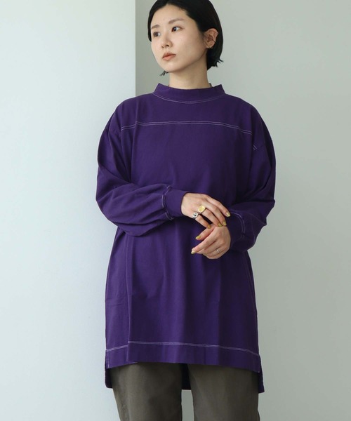 note et silence (ノートエシロンス)の「*◇ロッシェ天竺製品染 ハイネックロングプルオーバー(Tシャツ/カットソー・レディース・グリーン/ライトベージュ/ダークブラウン/パープル・FREE)」の17枚目の写真