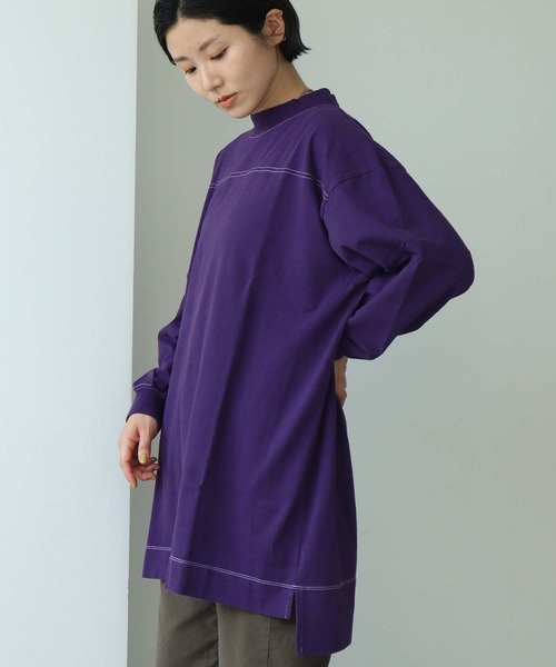 note et silence (ノートエシロンス)の「*◇ロッシェ天竺製品染 ハイネックロングプルオーバー(Tシャツ/カットソー・レディース・グリーン/ライトベージュ/ダークブラウン/パープル・FREE)」の18枚目の写真