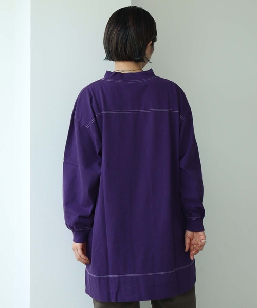 note et silence (ノートエシロンス)の「*◇ロッシェ天竺製品染 ハイネックロングプルオーバー(Tシャツ/カットソー・レディース・グリーン/ライトベージュ/ダークブラウン/パープル・FREE)」の19枚目の写真