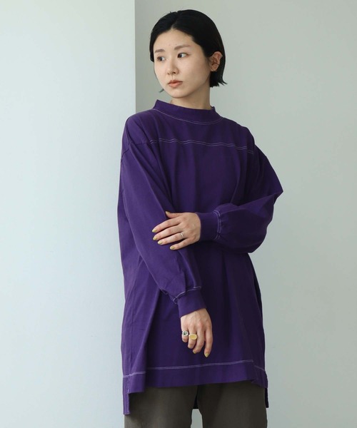 note et silence (ノートエシロンス)の「*◇ロッシェ天竺製品染 ハイネックロングプルオーバー(Tシャツ/カットソー・レディース・グリーン/ライトベージュ/ダークブラウン/パープル・FREE)」の21枚目の写真