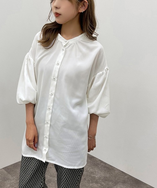apres jour mignon(アプレジュールミニョン)の「2WAYオープンキーネックシャツ【ZOZOTOWN限定アイテム】【6PO】(シャツ/ブラウス・レディース・ブラック/オフホワイト/ダークブルー・フリー/X-LARGE)」の7枚目の写真