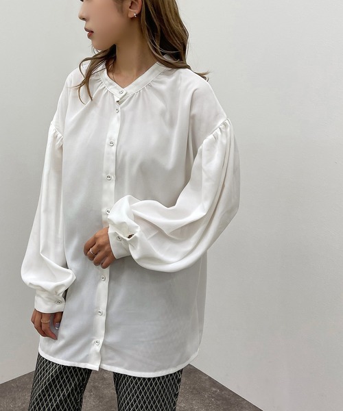 apres jour mignon(アプレジュールミニョン)の「2WAYオープンキーネックシャツ【ZOZOTOWN限定アイテム】【6PO】(シャツ/ブラウス・レディース・ブラック/オフホワイト/ダークブルー・フリー/X-LARGE)」の5枚目の写真