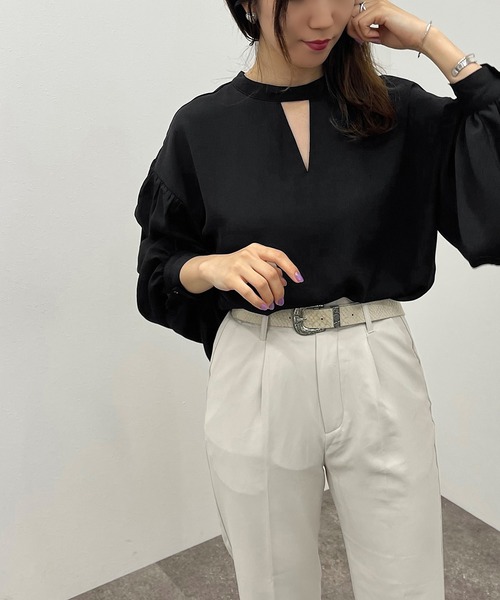apres jour mignon(アプレジュールミニョン)の「2WAYオープンキーネックシャツ【ZOZOTOWN限定アイテム】【6PO】(シャツ/ブラウス・レディース・ブラック/オフホワイト/ダークブルー・フリー/X-LARGE)」の18枚目の写真