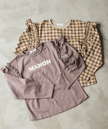pairmanon（ペアマノン）の「【プレミアムコットン100】総柄プリント袖フリルガールズ長袖Tシャツ２点セット（Tシャツ/カットソー・キッズ）」