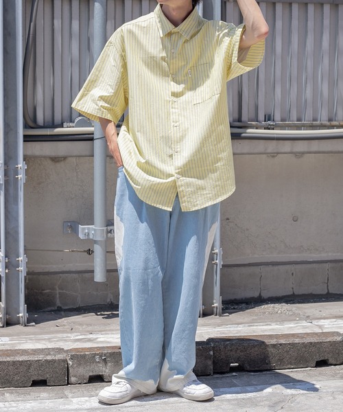 Perushu（ペルーシュ）の「サマーストライプルーズシャツ（シャツ/ブラウス・メンズ・ライトブルー/イエロー/ライトグリーン/ライトピンク・MEDIUM/LARGE）」の15枚目の写真