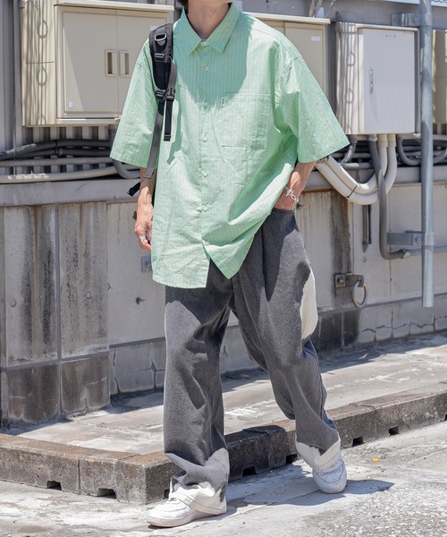 Perushu（ペルーシュ）の「サマーストライプルーズシャツ（シャツ/ブラウス・メンズ・ライトブルー/イエロー/ライトグリーン/ライトピンク・MEDIUM/LARGE）」の6枚目の写真