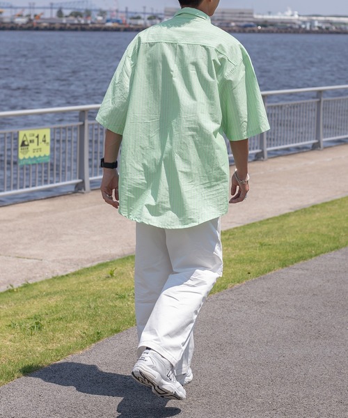 Perushu（ペルーシュ）の「サマーストライプルーズシャツ（シャツ/ブラウス・メンズ・ライトブルー/イエロー/ライトグリーン/ライトピンク・MEDIUM/LARGE）」の8枚目の写真