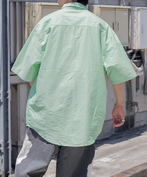 Perushu（ペルーシュ）の「サマーストライプルーズシャツ（シャツ/ブラウス・メンズ・ライトブルー/イエロー/ライトグリーン/ライトピンク・MEDIUM/LARGE）」の12枚目の写真