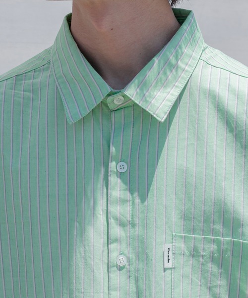 Perushu（ペルーシュ）の「サマーストライプルーズシャツ（シャツ/ブラウス・メンズ・ライトブルー/イエロー/ライトグリーン/ライトピンク・MEDIUM/LARGE）」の13枚目の写真