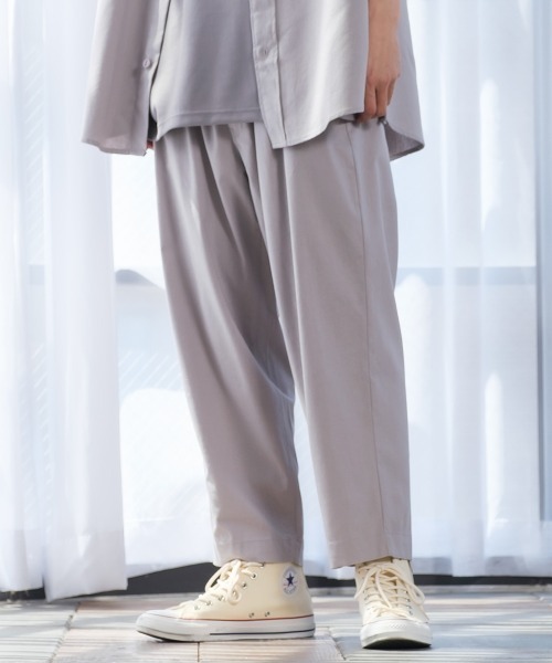 improves（インプローブス）の「麻レーヨン アンクルカット ワイド テーパードパンツ セットアップ対応（スラックス・メンズ・ライトグレー/ブラック/ネイビー/カーキ/ライトベージュ/キナリ・MEDIUM/LARGE）」の4枚目の写真