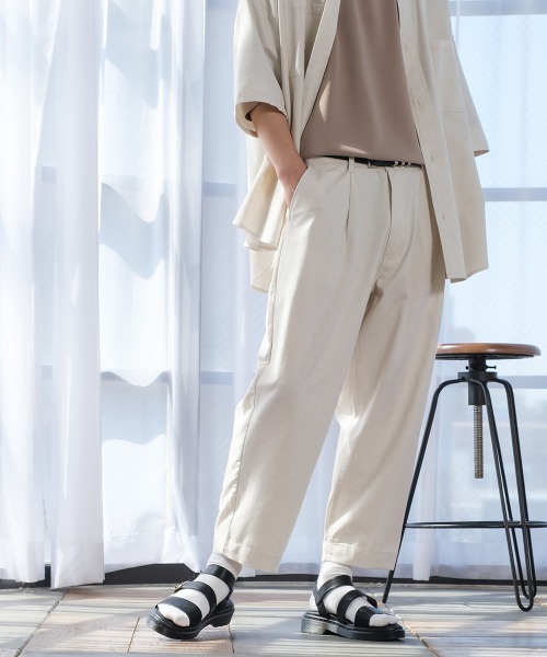 improves（インプローブス）の「麻レーヨン アンクルカット ワイド テーパードパンツ セットアップ対応（スラックス・メンズ・ライトグレー/ブラック/ネイビー/カーキ/ライトベージュ/キナリ・MEDIUM/LARGE）」の7枚目の写真