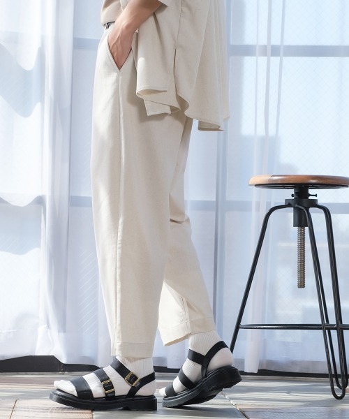 improves（インプローブス）の「麻レーヨン アンクルカット ワイド テーパードパンツ セットアップ対応（スラックス・メンズ・ライトグレー/ブラック/ネイビー/カーキ/ライトベージュ/キナリ・MEDIUM/LARGE）」の8枚目の写真