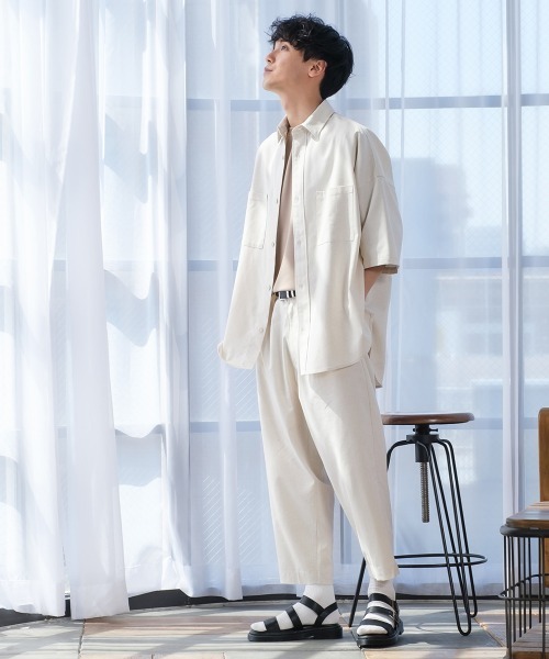 improves（インプローブス）の「麻レーヨン アンクルカット ワイド テーパードパンツ セットアップ対応（スラックス・メンズ・ライトグレー/ブラック/ネイビー/カーキ/ライトベージュ/キナリ・MEDIUM/LARGE）」の10枚目の写真