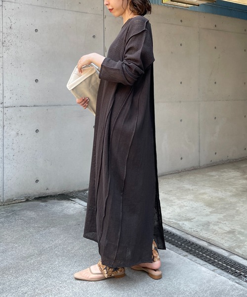 CAPRICIEUX LE'MAGE（カプリシューレマージュ）の「コットンネットバックカシュワンピース（ワンピース・レディース・オフホワイト/チャコールグレー・FREE）」の8枚目の写真