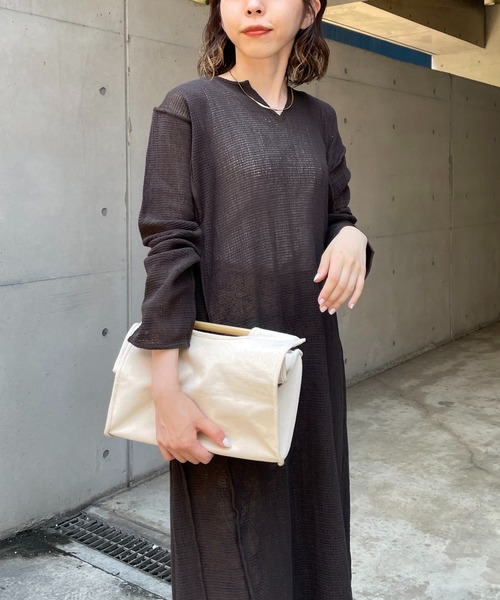 CAPRICIEUX LE'MAGE（カプリシューレマージュ）の「コットンネットバックカシュワンピース（ワンピース・レディース・オフホワイト/チャコールグレー・FREE）」の9枚目の写真