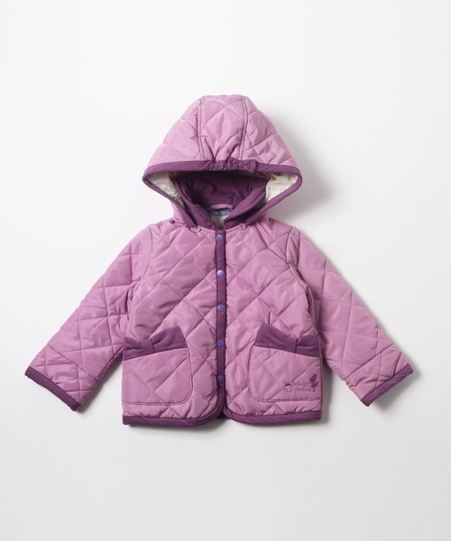 KP（ケーピー）の「mimiちゃんオレンジレストランプリント裏地付き中綿キルトジャケット(90cm)（ナイロンジャケット・キッズ・ブルー系その他/パープル系その他・90cm）」の2枚目の写真