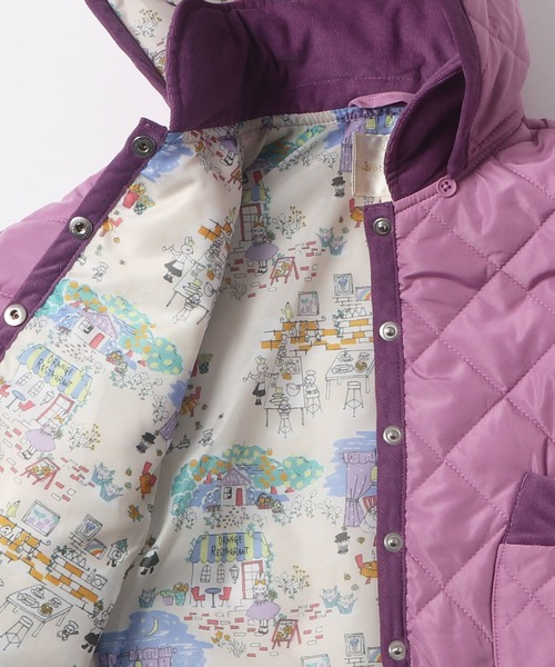 KP（ケーピー）の「mimiちゃんオレンジレストランプリント裏地付き中綿キルトジャケット(90cm)（ナイロンジャケット・キッズ・ブルー系その他/パープル系その他・90cm）」の4枚目の写真