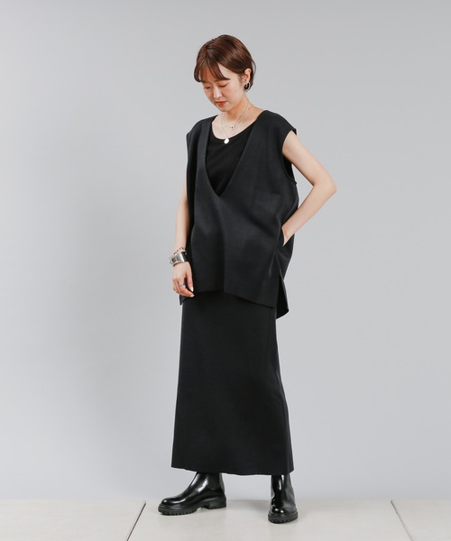 DouDou（ドゥドゥ）の「SET UP カットソースカート（スカート・レディース・ブラック/オフホワイト/ボルドー・FREE）」の16枚目の写真