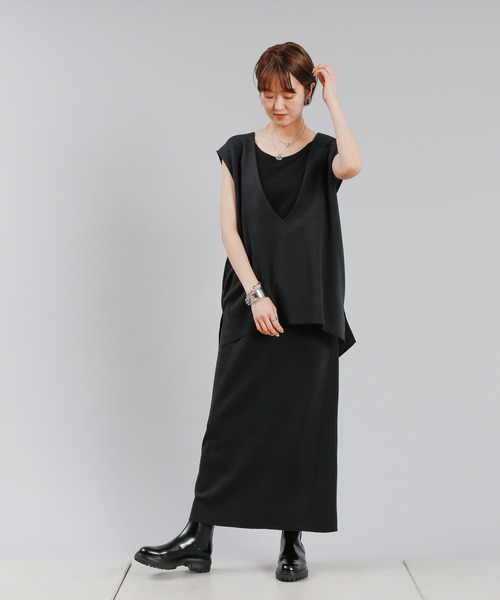 DouDou（ドゥドゥ）の「SET UP カットソースカート（スカート・レディース・ブラック/オフホワイト/ボルドー・FREE）」の17枚目の写真